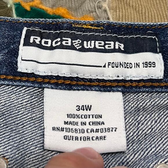 Rocawear Y2K Baggy Loose Fit Triple Pocket Blue Skater Jorts 32W - Picture 3 of 7